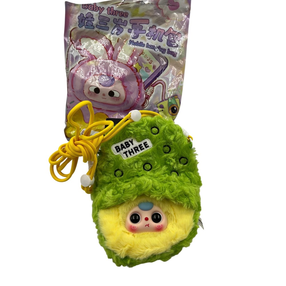 Baby Three Phone Bag Plush Blind Box Green Curly Cream Roll Crossbody Bag